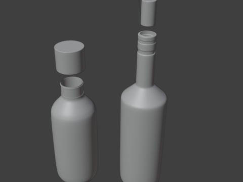 Plastic Bottle and Glass Wine Bottle - s with Materials Low-poly Model 3D