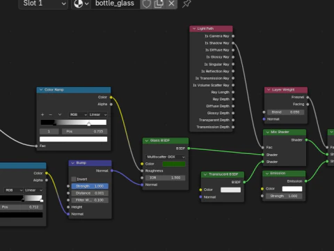 Botol Plastik dan Botol Anggur Kaca - dengan Bahan Low-poly Model 3D