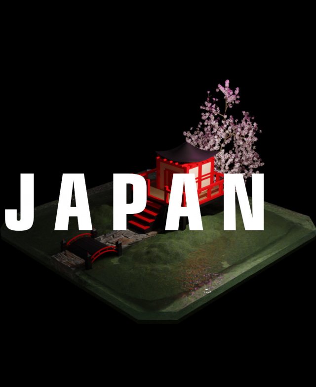 japan house low-poly 3D मॉडल .c4d .max .obj .3ds .fbx .stl .blend 