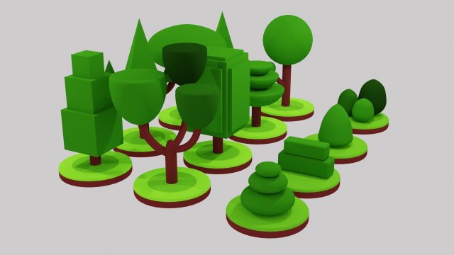 cartoon tree isometric Modelo 3D .c4d .max .obj .3ds .fbx .stl .blend 