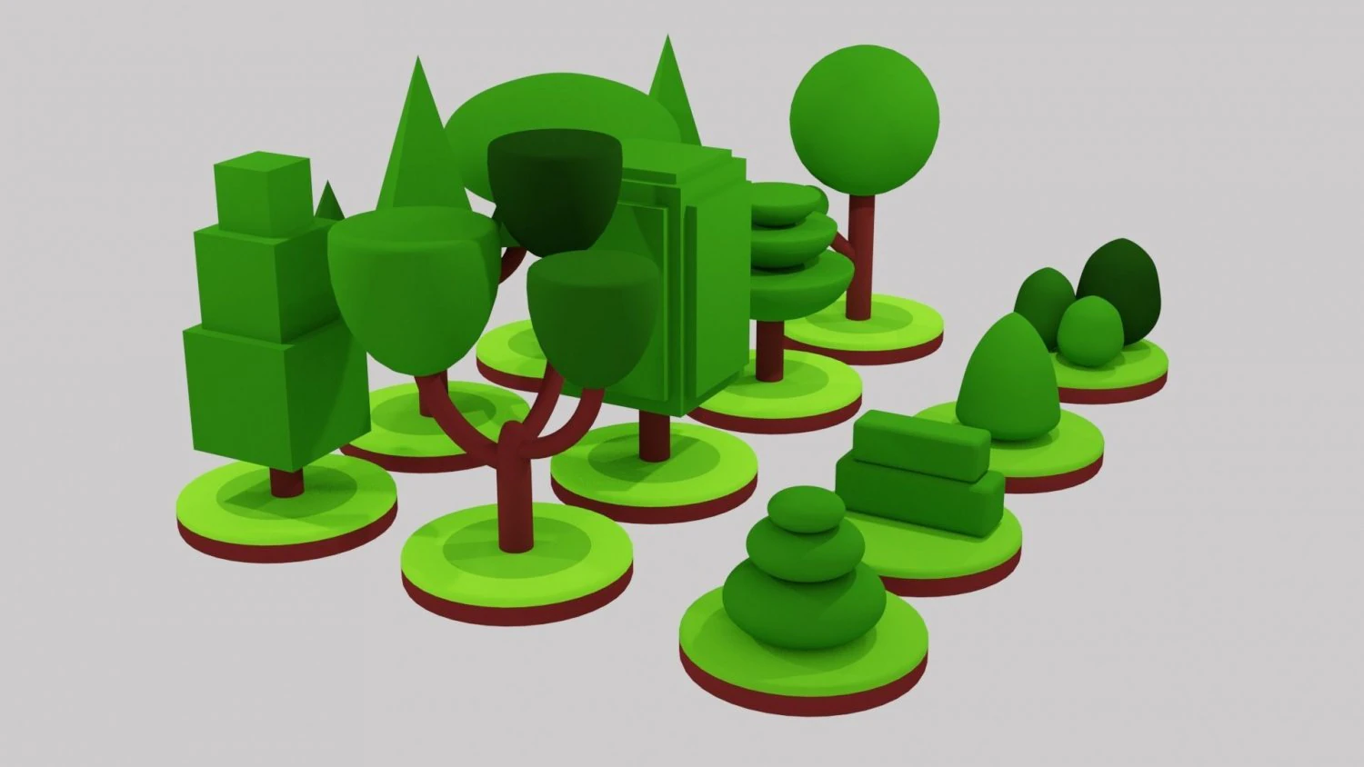 arbre de dessin anim&eacute; isom&eacute;trique Modèle 3D .c4d .max .obj .3ds .fbx .stl .blend 