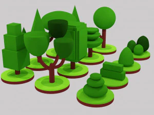 만화 나무 아이소메트릭 3D 모델