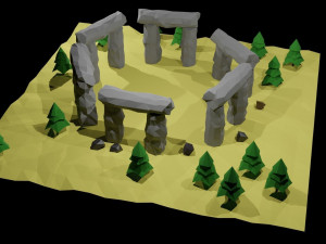 viking stonehenge low-poly Modelo 3D