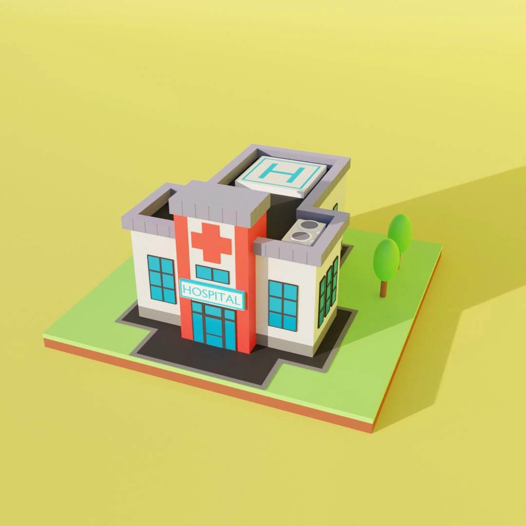 hospital lowpoly Modelo 3D .c4d .max .obj .3ds .fbx .stl .blend 