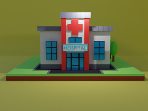 hospital lowpoly Modelo 3D