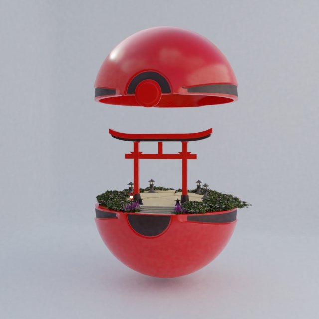 japan pokeball 3D मॉडल .c4d .max .obj .3ds .fbx .stl .blend 