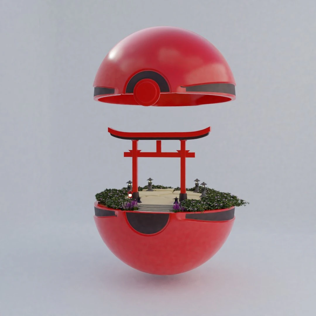 pokébola do Japão Modelo 3D .c4d .max .obj .3ds .fbx .stl .blend