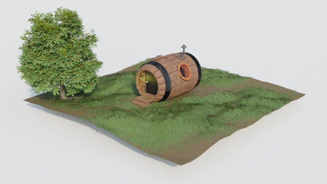 fantasy barrel home 3D-Modell .c4d .max .obj .3ds .fbx .stl .blend 