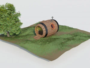 casa de barril de fantasia Modelo 3D