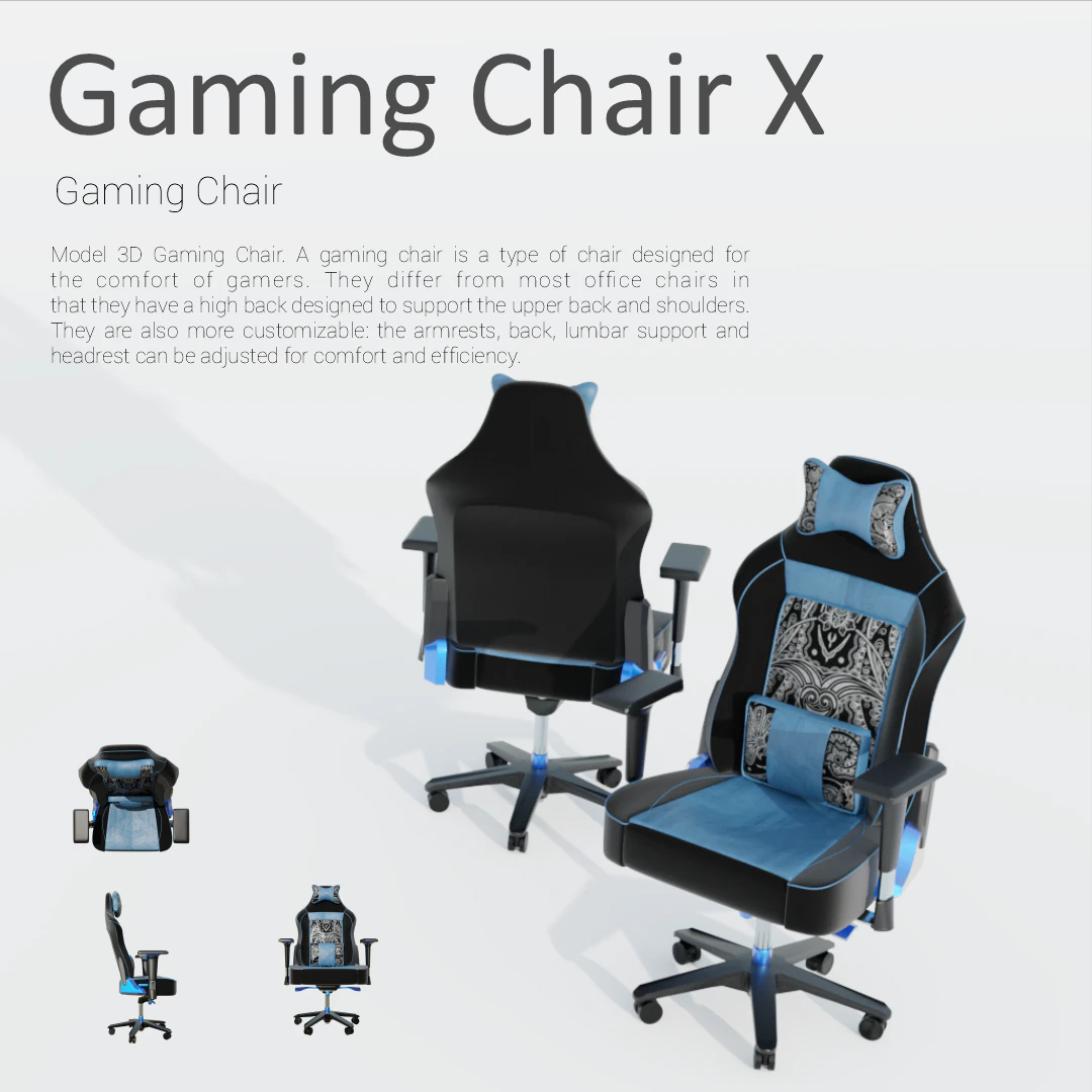 Chair gamer x 3D Model .c4d .max .obj .3ds .fbx .stl .blend 