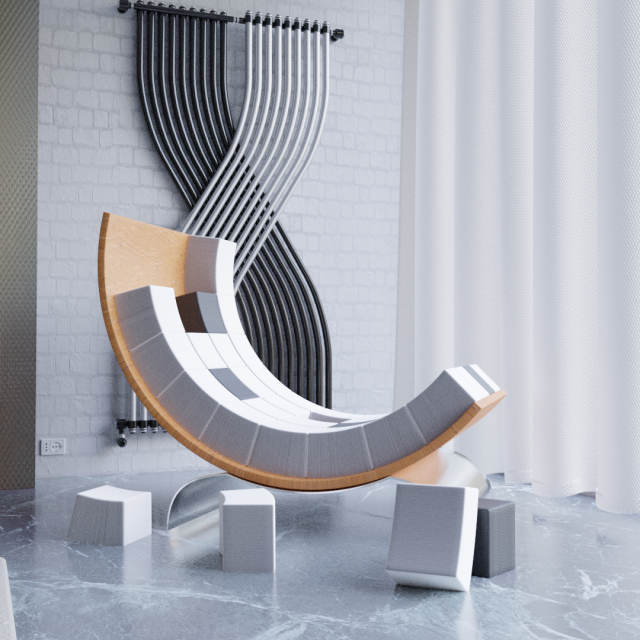 Cadeira Cubo Office 3D Model .c4d .max .obj .3ds .fbx .stl .blend 