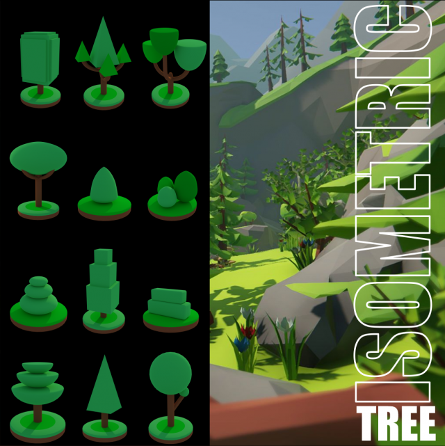 Tree Isometric 3D Model .c4d .max .obj .3ds .fbx .stl .blend 