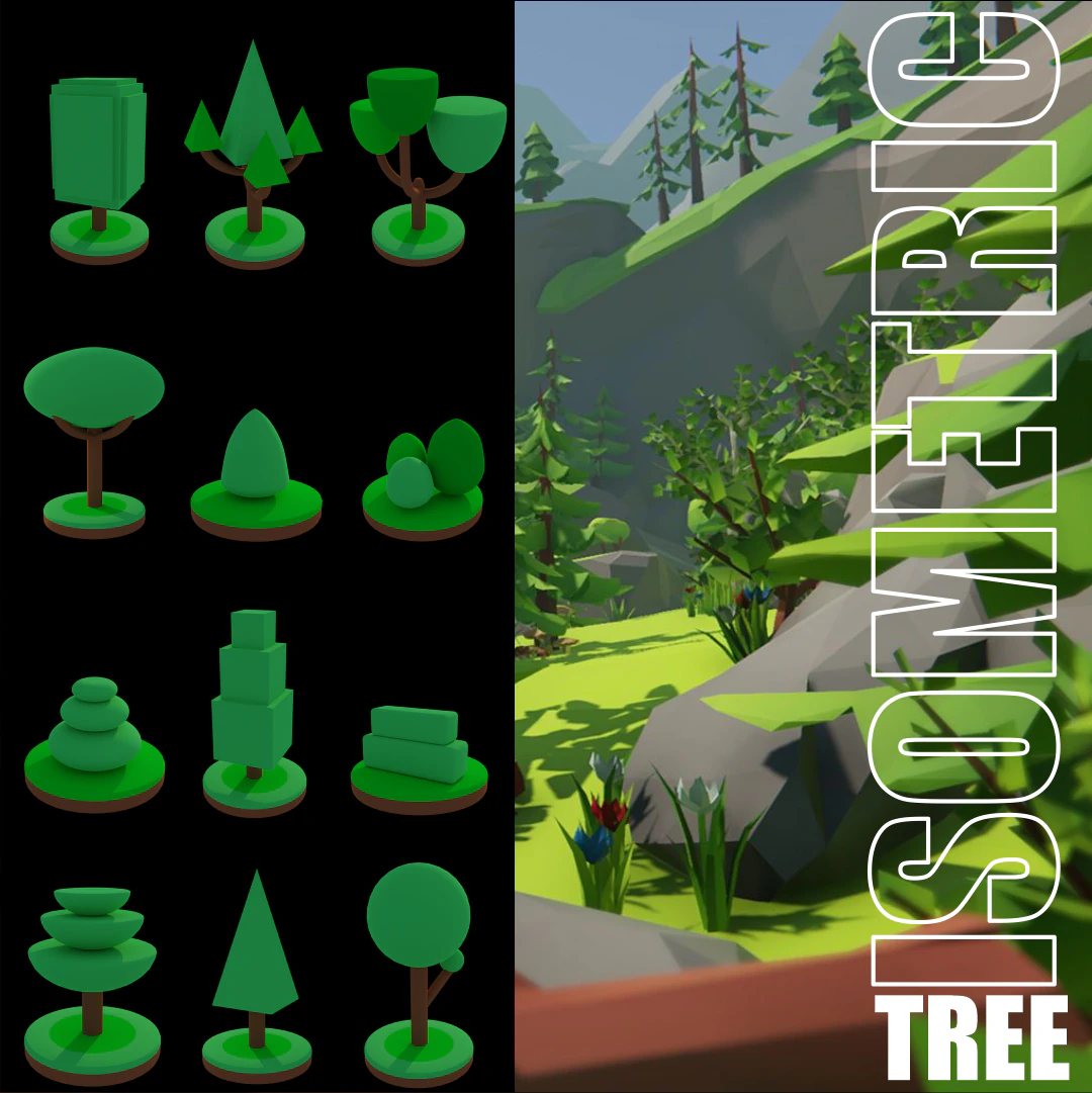 Tree Isometric 3D Model .c4d .max .obj .3ds .fbx .stl .blend
