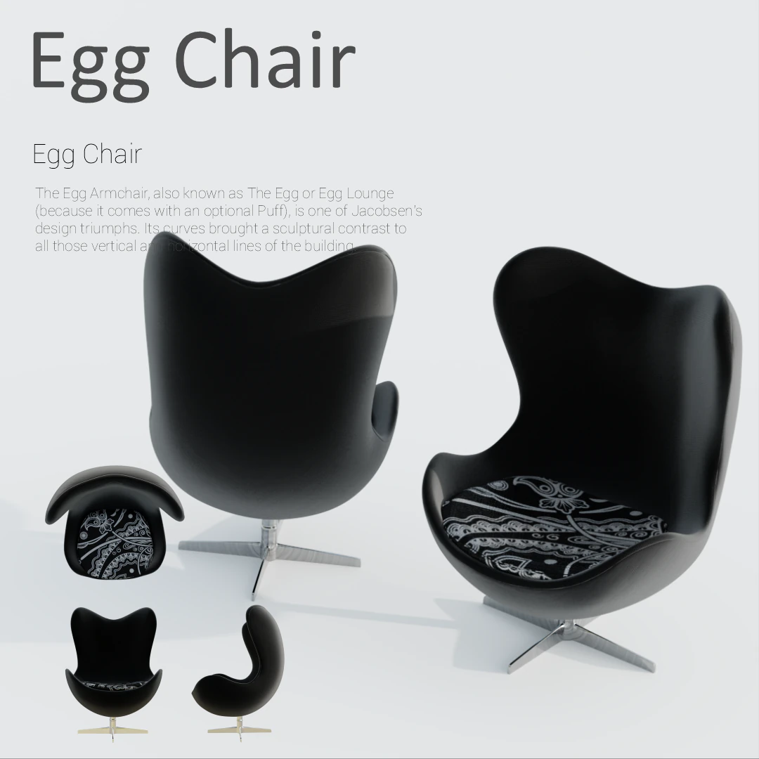 Egg Chair 3D Model .c4d .max .obj .3ds .fbx .stl .blend 