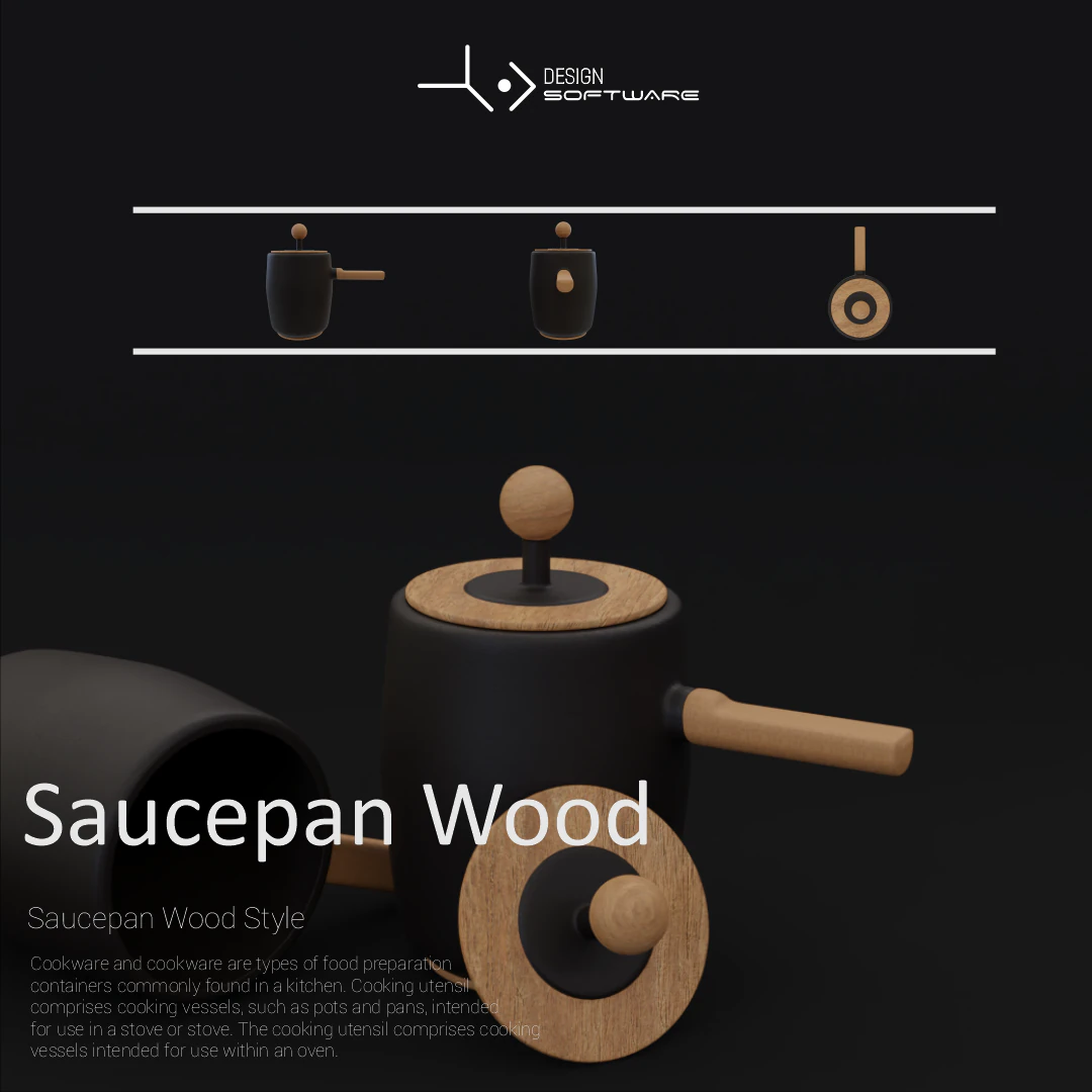 Saucepan Wood Style 3D Model .c4d .max .obj .3ds .fbx .stl .blend