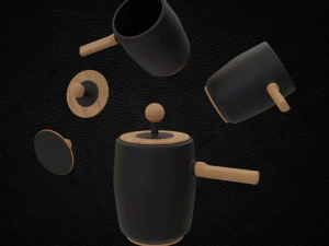 Saucepan Wood Style 3D Model