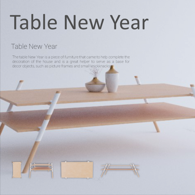 Table New Year 3D 모델 .c4d .max .obj .3ds .fbx .stl .blend 