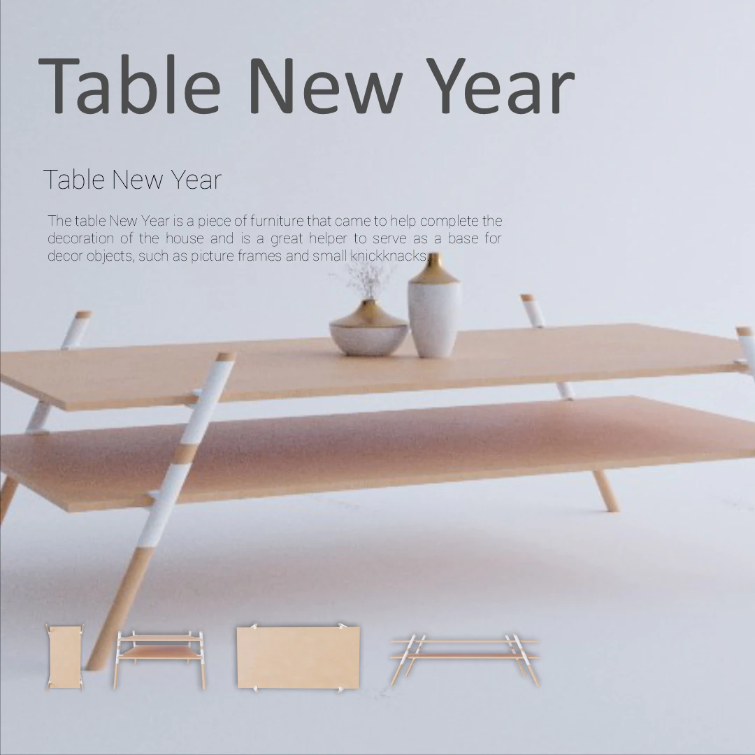Table New Year 3D Model .c4d .max .obj .3ds .fbx .stl .blend 
