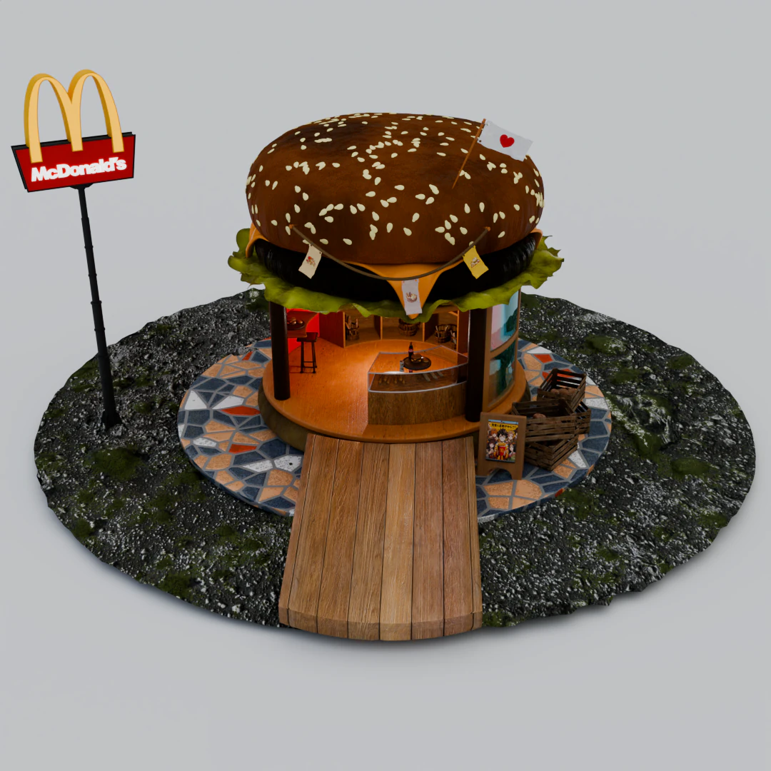 McDonalds burger shop 3D Model .c4d .max .obj .3ds .fbx .stl .blend 
