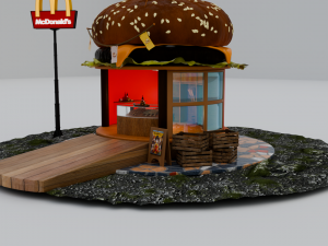 McDonalds burger shop 3D 模型
