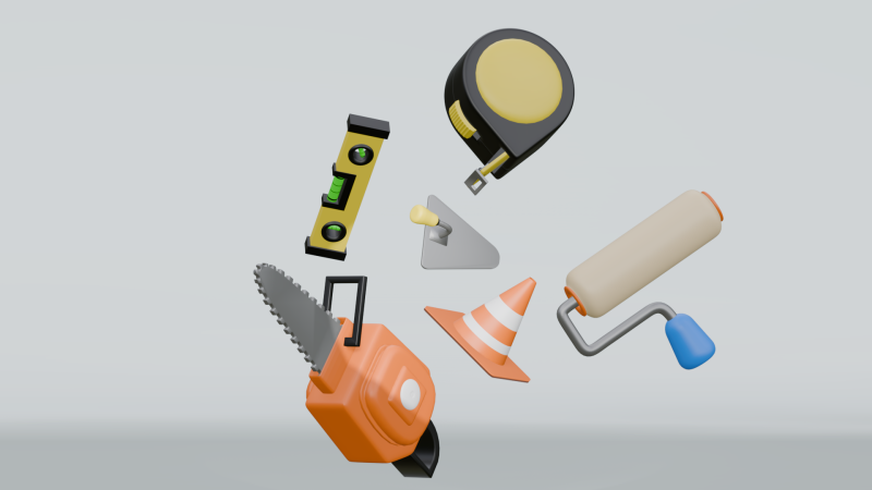 Lowpoly 3D Construction Equipment Icon Set 3D-Modell .c4d .max .obj .3ds .fbx .stl .blend 