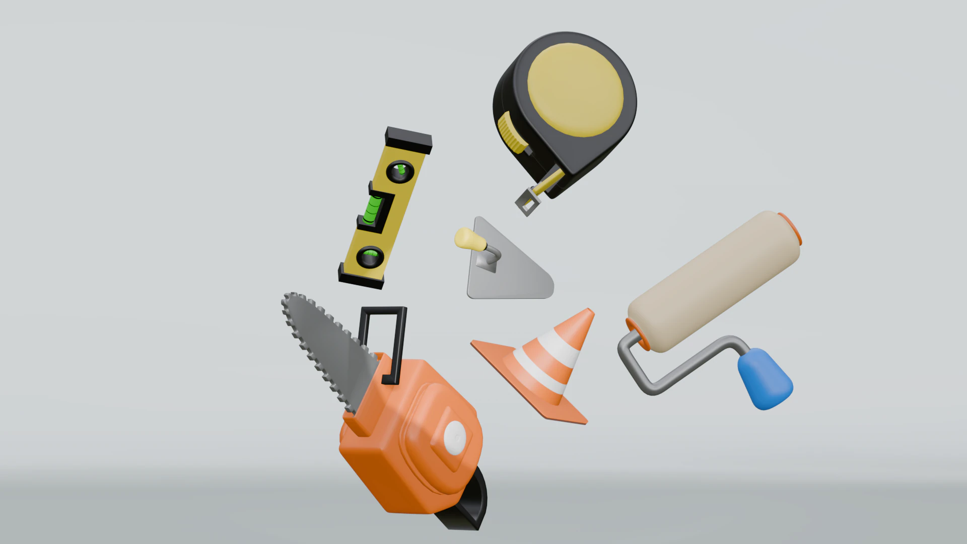 Lowpoly 3D Construction Equipment Icon Set 3D Model .c4d .max .obj .3ds .fbx .stl .blend 