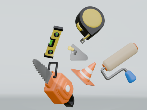 Lowpoly 3D Construction Equipment Icon Set 3D Model
