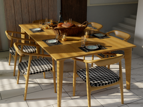 Elegant Dining Table Setting 3D-Modell