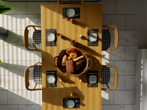 Elegant Dining Table Setting 3D-Modell