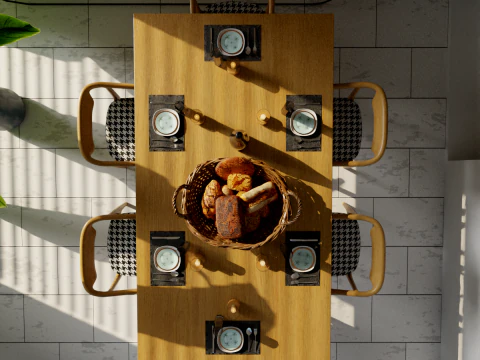 Elegant Dining Table Setting 3D Model