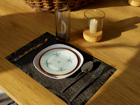 Elegant Dining Table Setting 3D Model