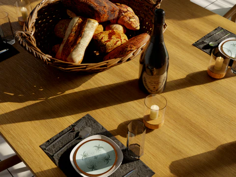 Elegant Dining Table Setting 3D Model