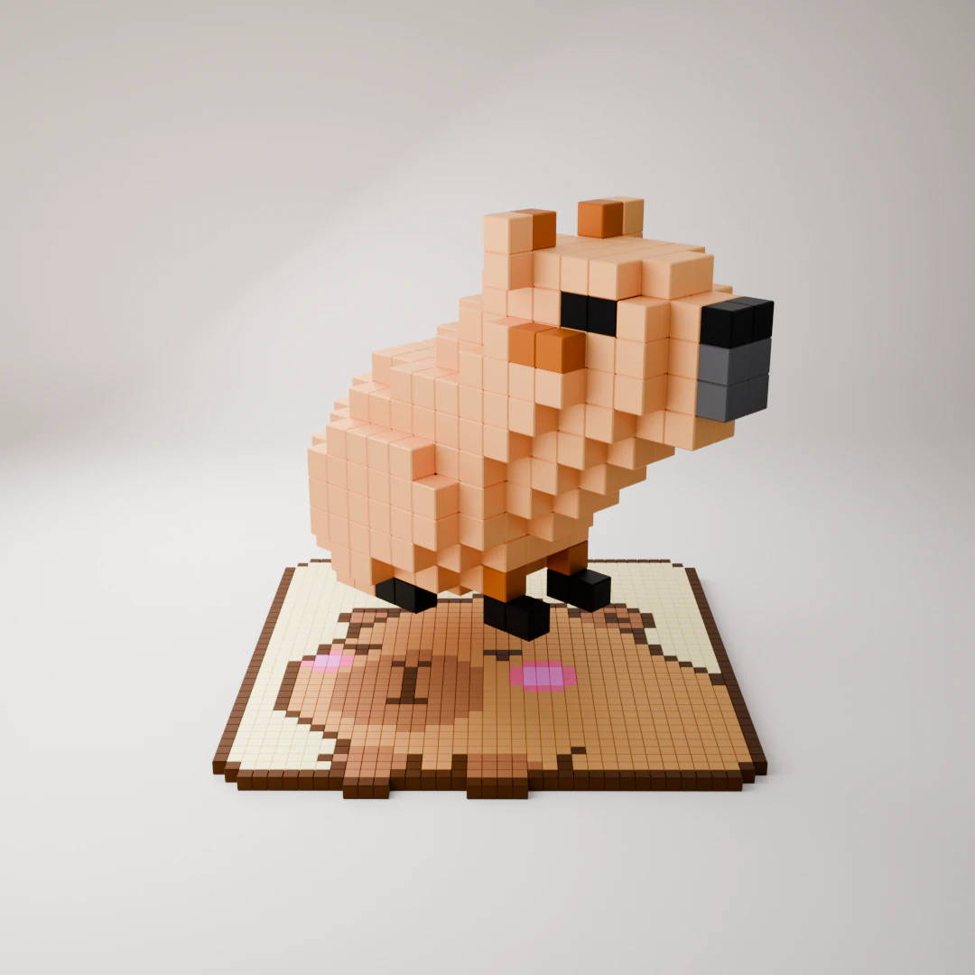 Isometric Voxel Capybara 3D Model .c4d .max .obj .3ds .fbx .stl .blend 