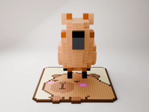 Isometric Voxel Capybara 3D Model