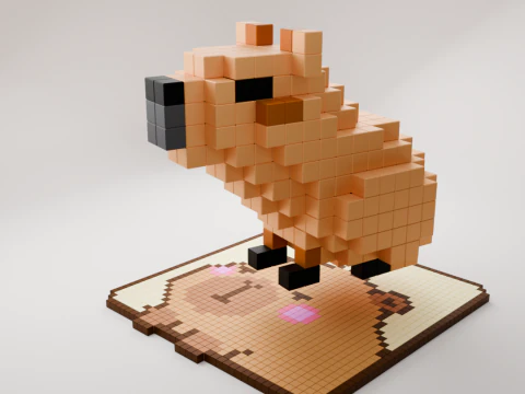 Isometric Voxel Capybara 3D Model