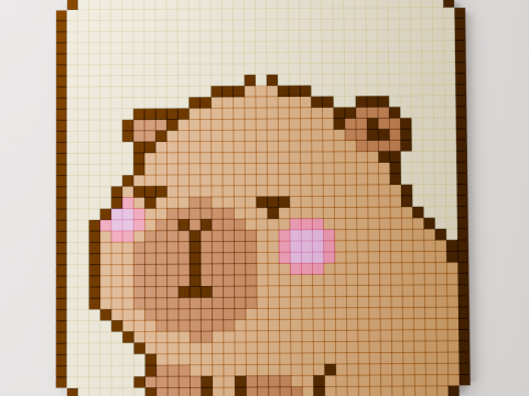 Isometric Voxel Capybara 3D Model