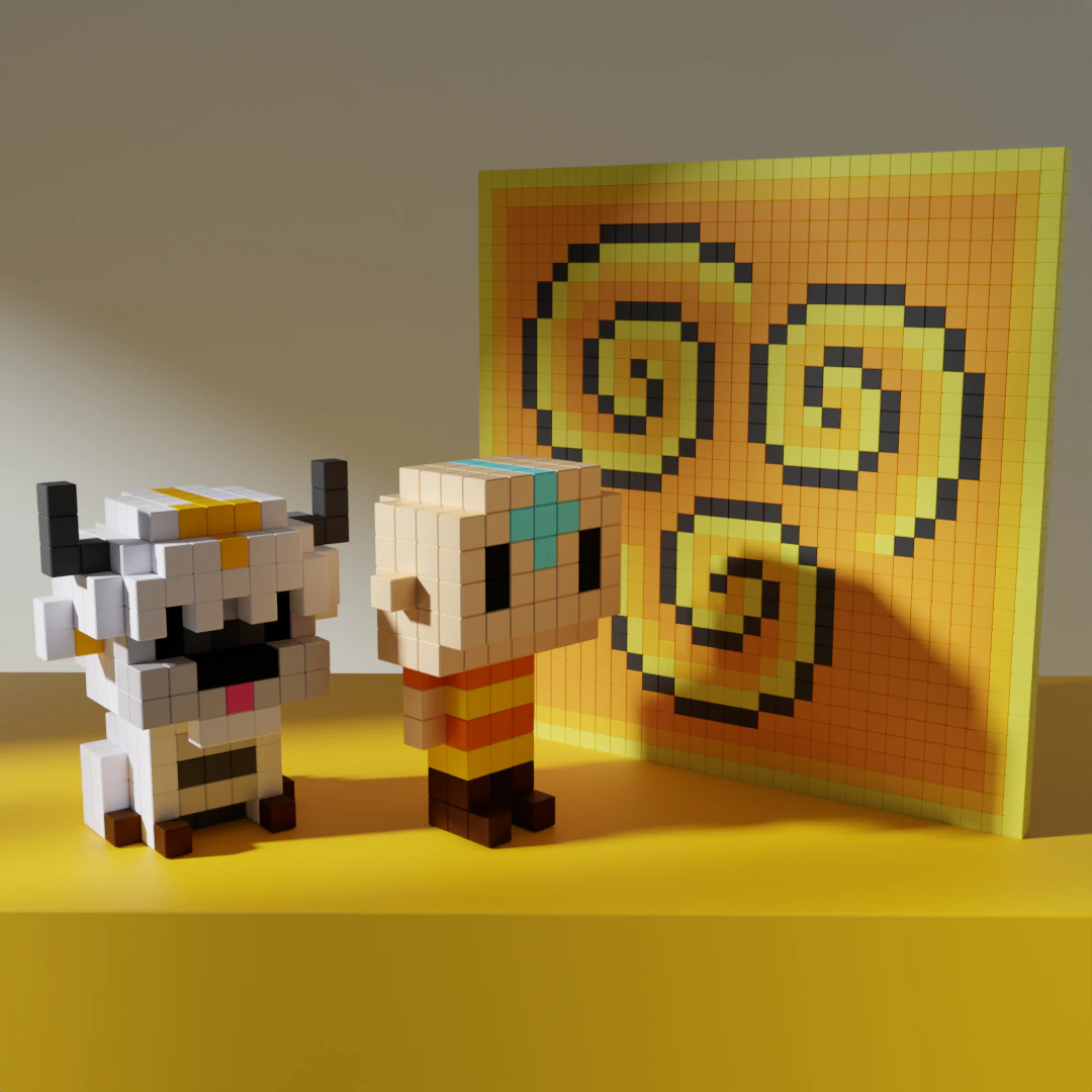 Aang Appa Avatar Voxel Stylized Cubic 3D Model .c4d .max .obj .3ds .fbx .stl .blend 