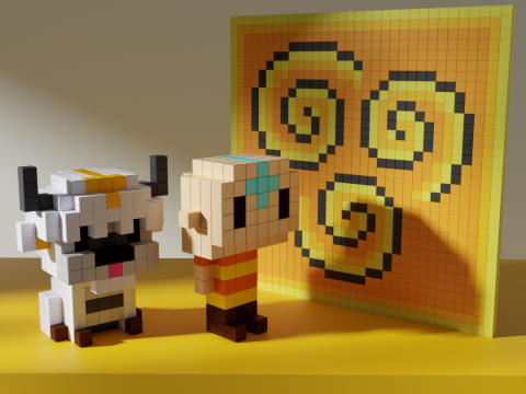 Aang Appa Avatar Voxel Stylized Cubic 3D Модель