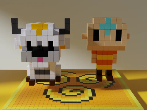 Aang Appa Avatar Voxel Stylized Cubic 3D Model