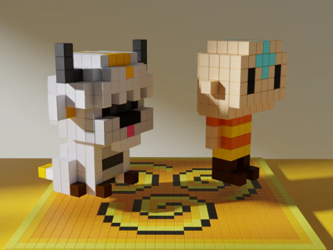 Aang Appa Avatar Voxel Stylized Cubic 3D Model