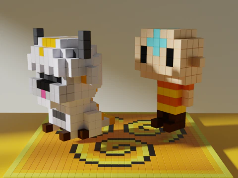 Aang Appa Avatar Voxel Stylized Cubic 3D Model
