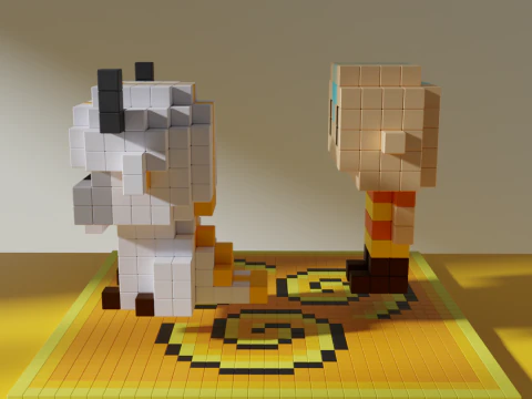 Aang Appa Avatar Voxel Stylized Cubic 3D Model