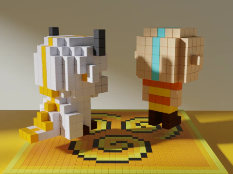 Aang Appa Avatar Voxel Stylized Cubic 3D Model