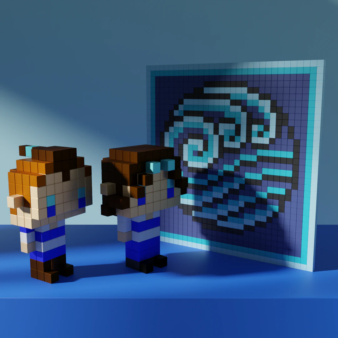Sokka Katara Avatar Voxel Stylized Cubic 3D Model .c4d .max .obj .3ds .fbx .stl .blend 