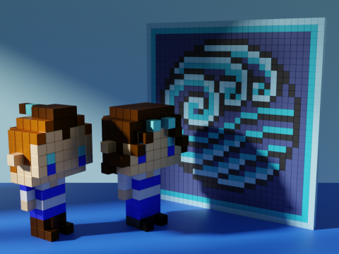 Sokka Katara Avatar Voxel Stylized Cubic 3D 模型