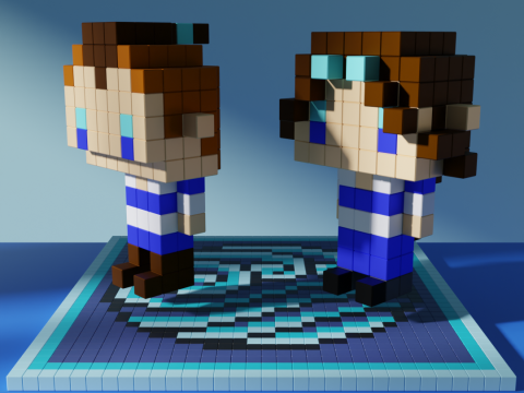 Sokka Katara Avatar Voxel Stylized Cubic Model 3D