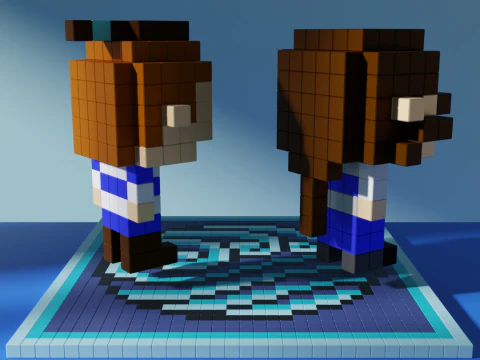 Sokka Katara Avatar Voxel Stylized Cubic 3D Model