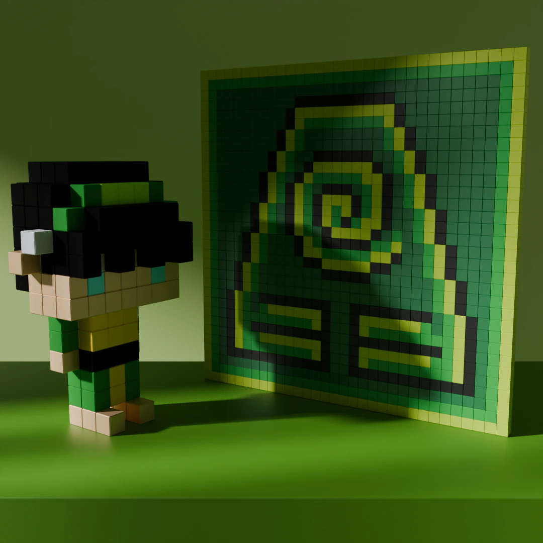 Toph Avatar Voxel tylized Cubic 3D Model .c4d .max .obj .3ds .fbx .stl .blend 