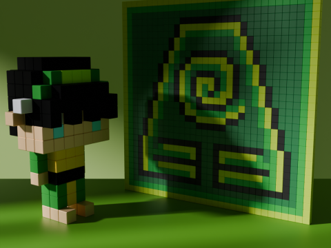 Toph Avatar Voxel tylized Cubic 3D 模型