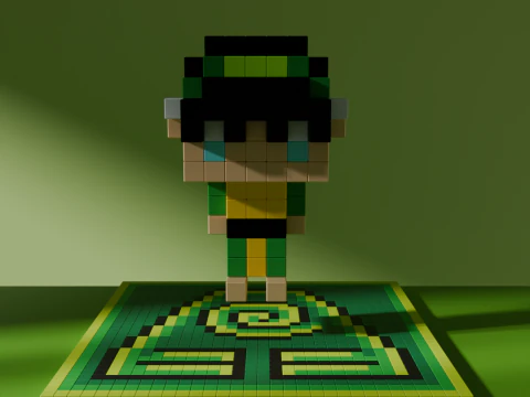 Toph Avatar Voxel tylized Cubic 3D Model